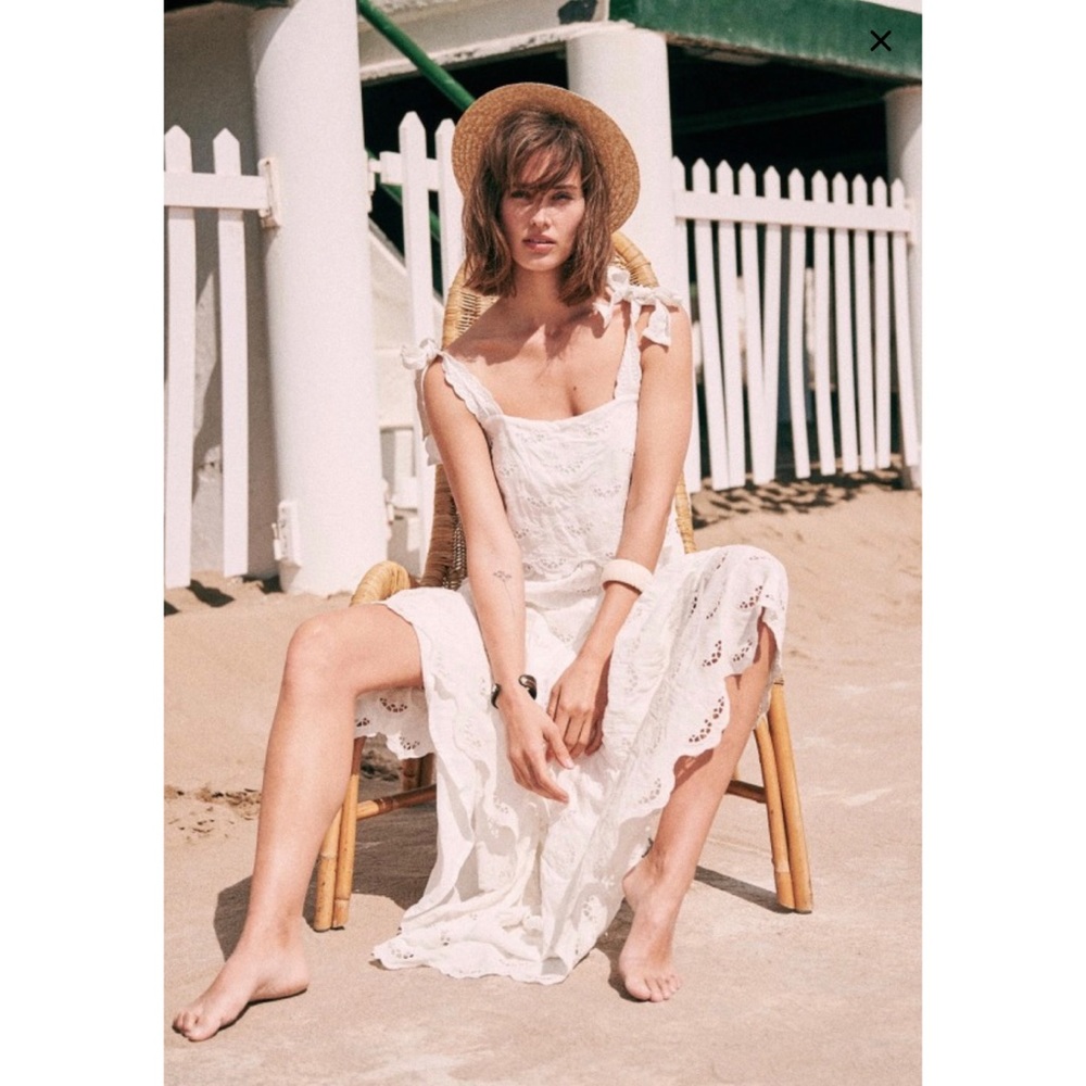 Sézane White Eyelet Maxi Dress SZ 4